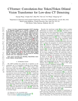 CTformer: Convolution-free Token2Token Dilated Vision Transformer for
  Low-dose CT Denoising