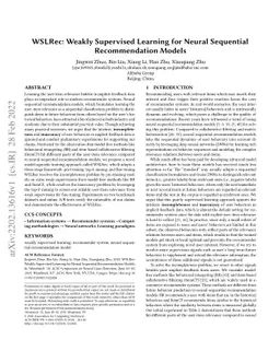 WSLRec: Weakly Supervised Learning for Neural Sequential Recommendation
  Models