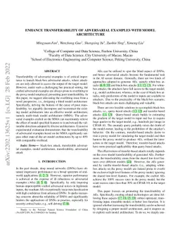 Enhance transferability of adversarial examples with model architecture