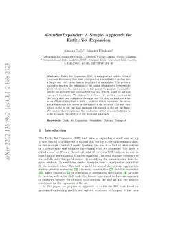 GausSetExpander: A Simple Approach for Entity Set Expansion