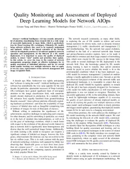 Quality Monitoring and Assessment of Deployed Deep Learning Models for
  Network AIOps