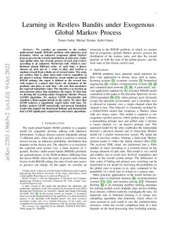 Restless Multi-Armed Bandits under Exogenous Global Markov Process