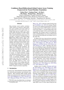 Confidence Based Bidirectional Global Context Aware Training Framework
  for Neural Machine Translation