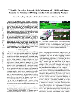 TEScalib: Targetless Extrinsic Self-Calibration of LiDAR and Stereo
  Camera for Automated Driving Vehicles with Uncertainty Analysis
