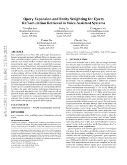 Query Expansion and Entity Weighting for Query Reformulation Retrieval
  in Voice Assistant Systems
