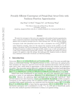 Provably Efficient Convergence of Primal-Dual Actor-Critic with
  Nonlinear Function Approximation
