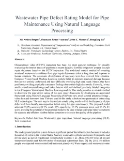 Wastewater Pipe Rating Model Using Natural Language Processing