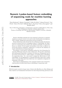 Numeric Lyndon-based feature embedding of sequencing reads for machine
  learning approaches