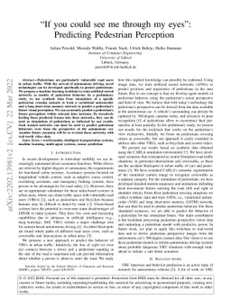 "If you could see me through my eyes": Predicting Pedestrian Perception