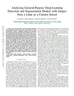 Analyzing General-Purpose Deep-Learning Detection and Segmentation
  Models with Images from a Lidar as a Camera Sensor