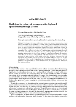 Guidelines for cyber risk management in shipboard operational technology
  systems