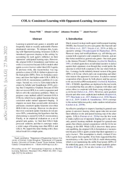 COLA: Consistent Learning with Opponent-Learning Awareness