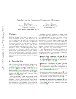 Foundations for Grassroots Democratic Metaverse