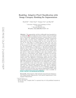 RankSeg: Adaptive Pixel Classification with Image Category Ranking for
  Segmentation
