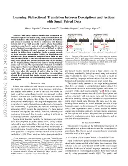 Learning Bidirectional Translation between Descriptions and Actions with
  Small Paired Data