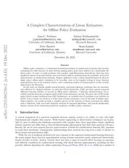A Complete Characterization of Linear Estimators for Offline Policy
  Evaluation