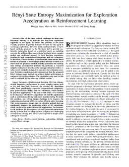 Rényi State Entropy for Exploration Acceleration in Reinforcement
  Learning