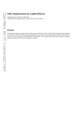 Policy Regularization for Legible Behavior