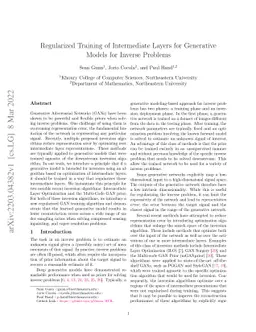 Regularized Training of Intermediate Layers for Generative Models for
  Inverse Problems