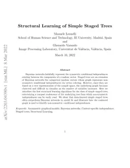 Structural Learning of Simple Staged Trees