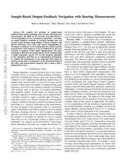 Sample-Based Output-Feedback Navigation with Bearing Measurements