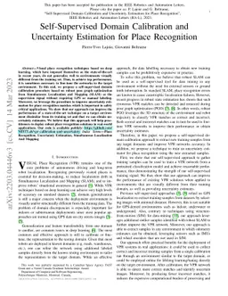 Self-Supervised Domain Calibration and Uncertainty Estimation for Place
  Recognition