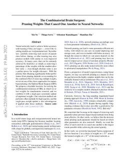 The Combinatorial Brain Surgeon: Pruning Weights That Cancel One Another
  in Neural Networks