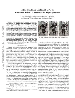 Online Non-linear Centroidal MPC for Humanoid Robot Locomotion with Step
  Adjustment