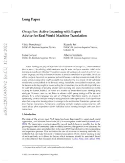 Onception: Active Learning with Expert Advice for Real World Machine
  Translation