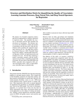 Structure and Distribution Metric for Quantifying the Quality of
  Uncertainty: Assessing Gaussian Processes, Deep Neural Nets, and Deep Neural
  Operators for Regression