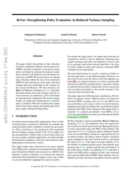 ReVar: Strengthening Policy Evaluation via Reduced Variance Sampling