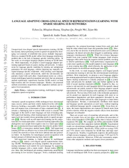 Language Adaptive Cross-lingual Speech Representation Learning with
  Sparse Sharing Sub-networks