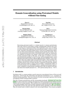 Domain Generalization using Pretrained Models without Fine-tuning
