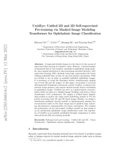 Uni4Eye: Unified 2D and 3D Self-supervised Pre-training via Masked Image
  Modeling Transformer for Ophthalmic Image Classification