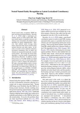 Nested Named Entity Recognition as Latent Lexicalized Constituency
  Parsing