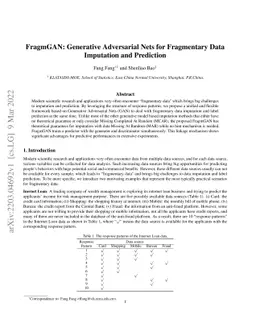 FragmGAN: Generative Adversarial Nets for Fragmentary Data Imputation
  and Prediction