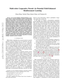 Multi-robot Cooperative Pursuit via Potential Field-Enhanced
  Reinforcement Learning