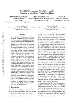 LEMON: LanguagE ModeL for Negative Sampling of Knowledge Graph
  Embeddings