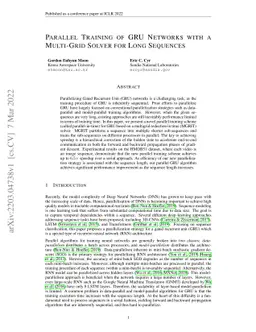 Parallel Training of GRU Networks with a Multi-Grid Solver for Long
  Sequences