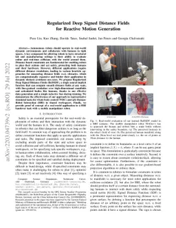 Regularized Deep Signed Distance Fields for Reactive Motion Generation