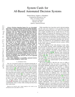 System Cards for AI-Based Decision-Making for Public Policy
