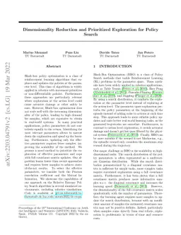 Dimensionality Reduction and Prioritized Exploration for Policy Search