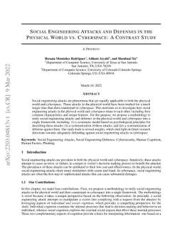 Social Engineering Attacks and Defenses in the Physical World vs.
  Cyberspace: A Contrast Study