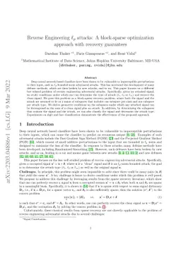 Reverse Engineering $\ell_p$ attacks: A block-sparse optimization
  approach with recovery guarantees