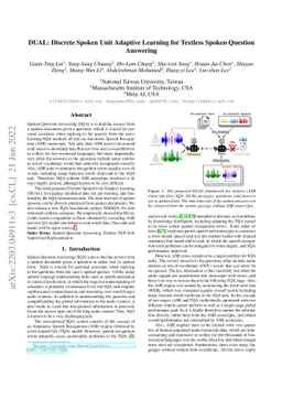 DUAL: Discrete Spoken Unit Adaptive Learning for Textless Spoken
  Question Answering
