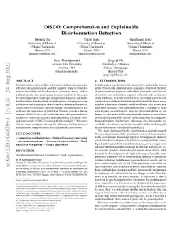 DISCO: Comprehensive and Explainable Disinformation Detection