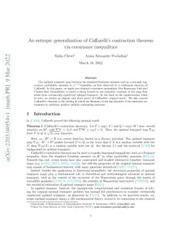 An entropic generalization of Caffarelli's contraction theorem via
  covariance inequalities