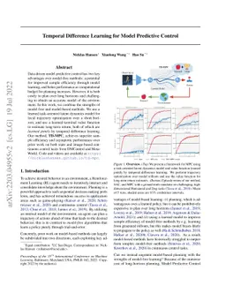 Temporal Difference Learning for Model Predictive Control