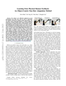 Learning from Physical Human Feedback: An Object-Centric One-Shot
  Adaptation Method