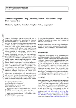 Memory-augmented Deep Unfolding Network for Guided Image
  Super-resolution
